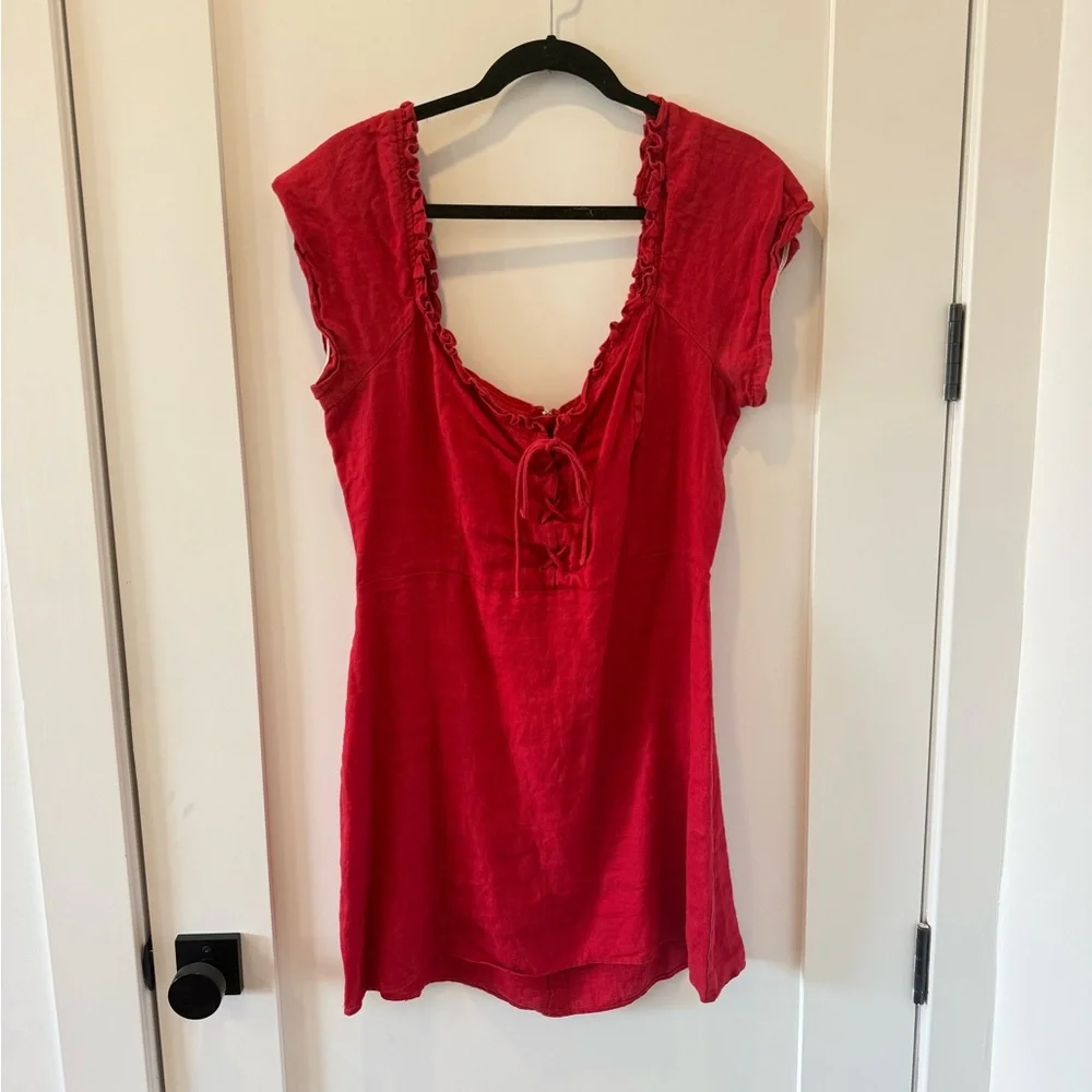 Reformation Red Linen Mini Dress - Picture 6 of 9